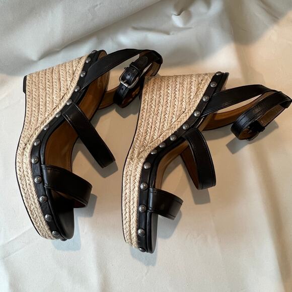 Coach Darcy Semi-Matte Calf Espadrille Wedge Sandal Women's size 9.5 - Picture 5 of 7